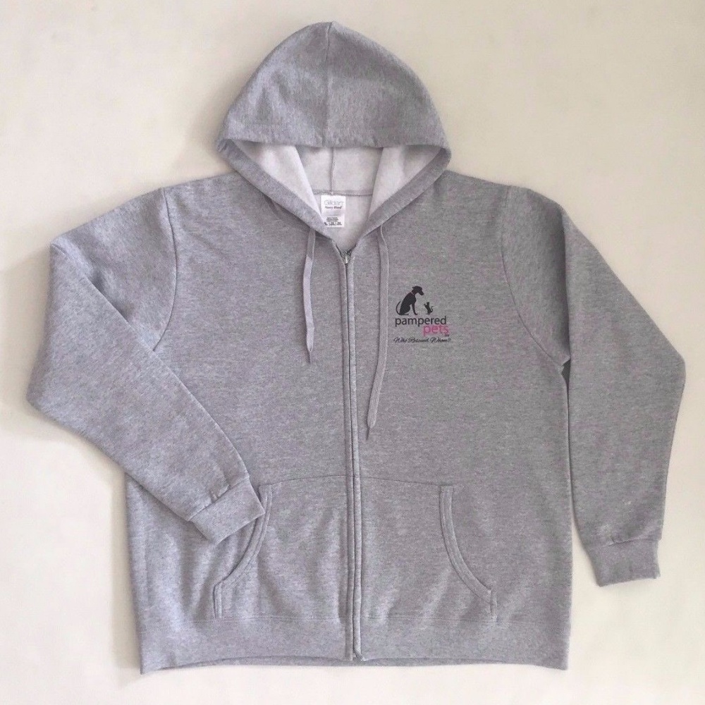 Women's Hoodie XL Full Zippered, Gray, Pampered Pets